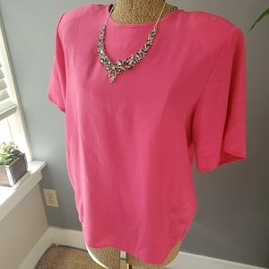 Clio for Nordstrom Pink 100% Silk Blouse Tee